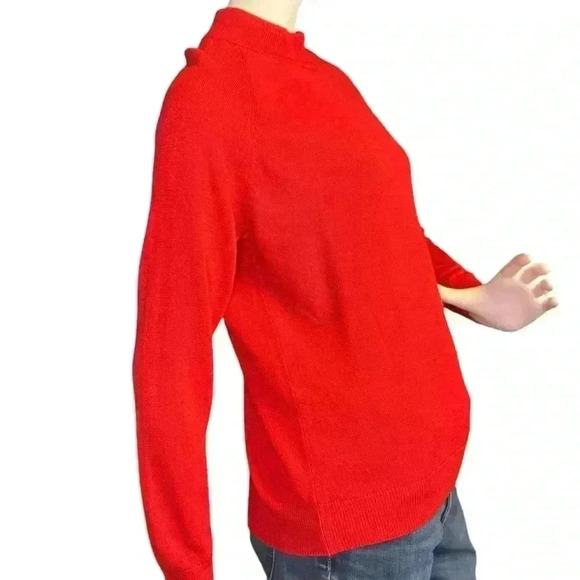 Draper’s & Damons Red Mock Neck Sweater, Back Acrylic Quarter Zipper Size PM. - Picture 4 of 11